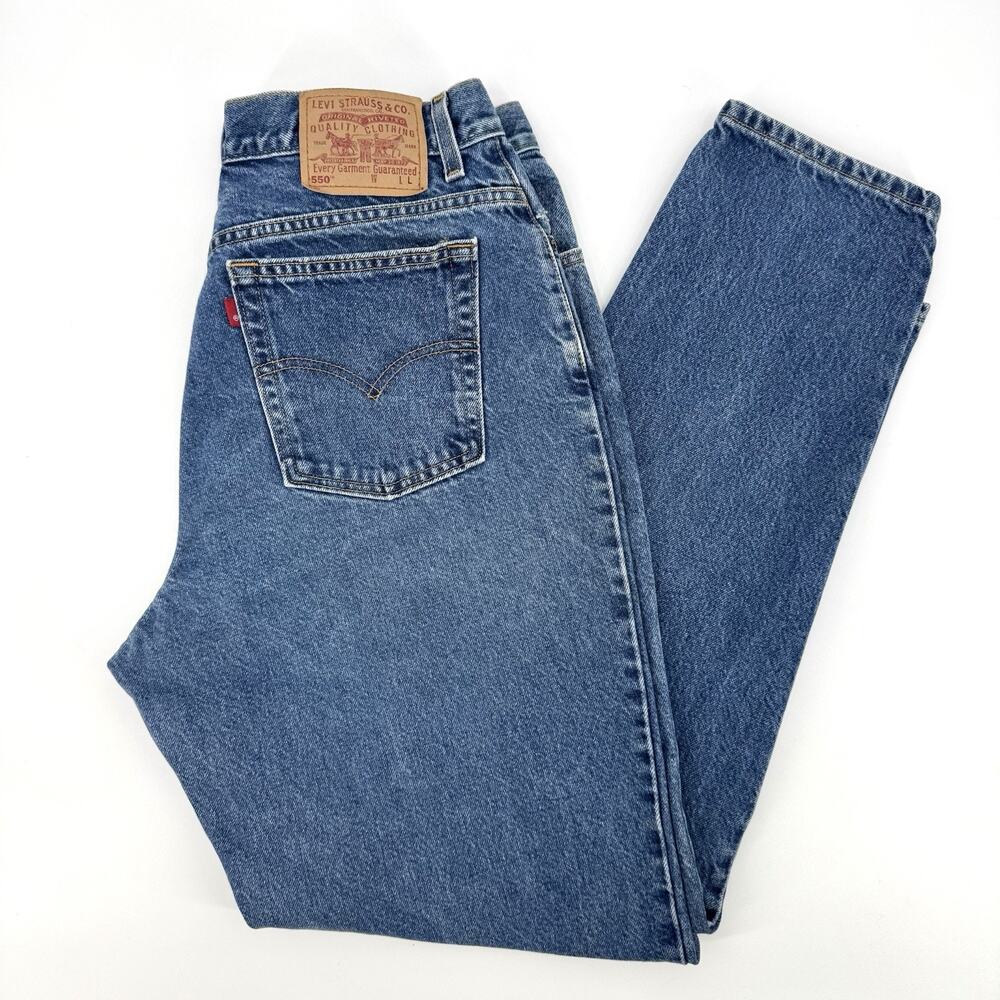 Levis 550 Jeans Womens 16 Long Blue Relaxed Fit Tapered Y2K 2002 34x32 VTG